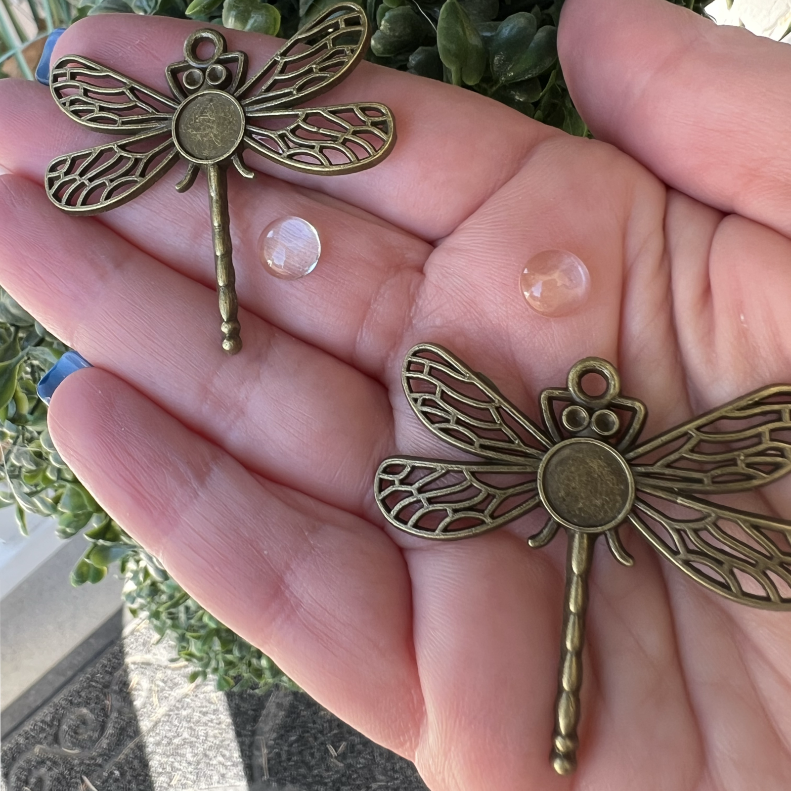 Set of 2: Mental Health Dragonfly Pendants (Incl. Glass Cabochons)