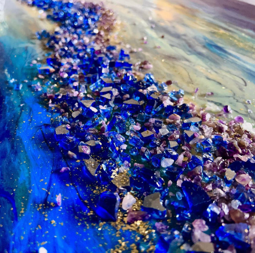 “Cobalt & Gold” Glowing Art/ FREE SHIPPING (2ft. x 4ft.)