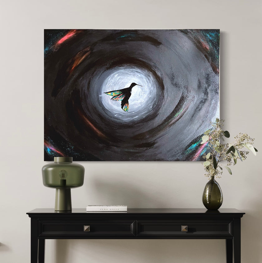“Good Fortune Hummingbird” Glowing Canvas