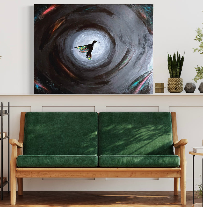 “Good Fortune Hummingbird” Glowing Canvas