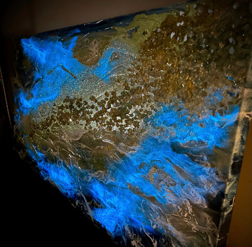“Golden Sea”  Glowing Art (2ft. x 4ft.)