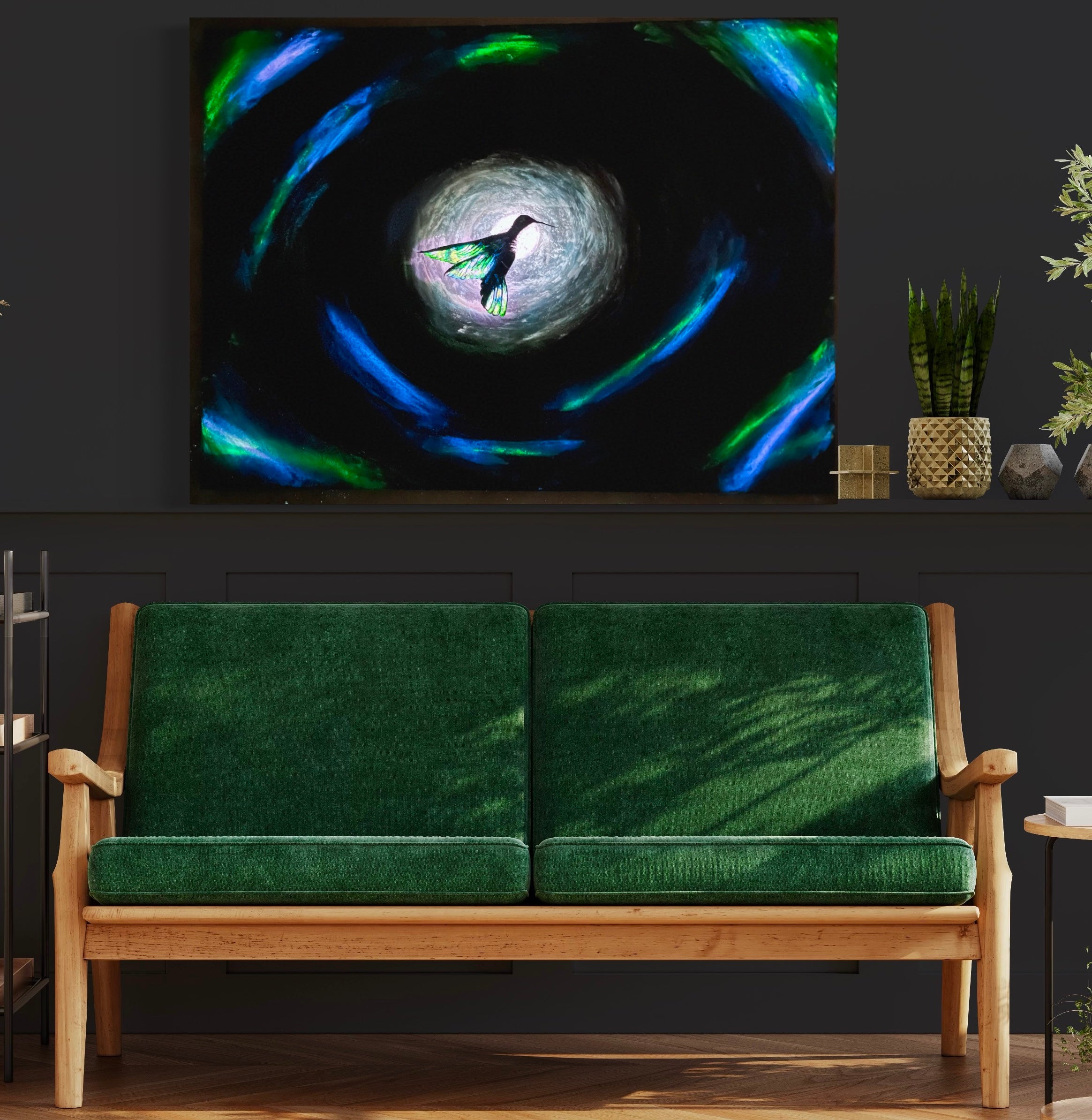 “Good Fortune Hummingbird” Glowing Canvas