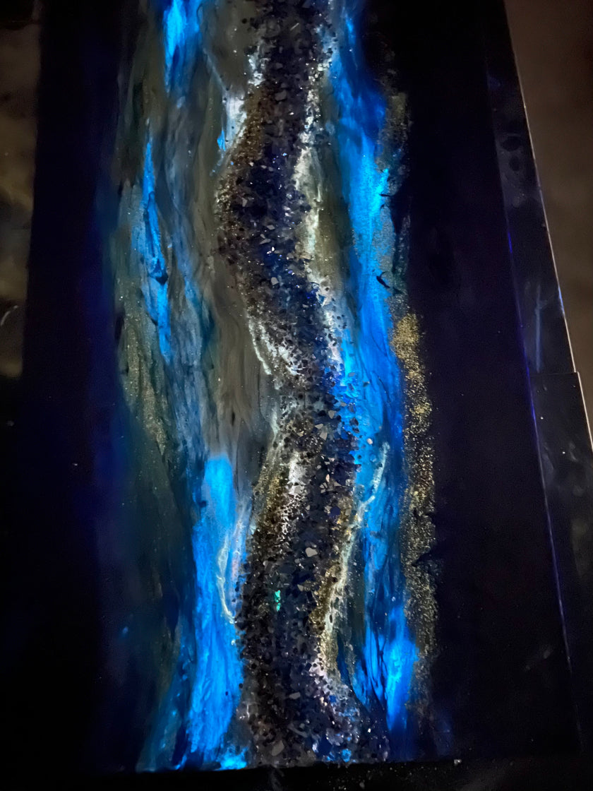 “Cobalt & Gold” Glowing Art/ FREE SHIPPING (2ft. x 4ft.)