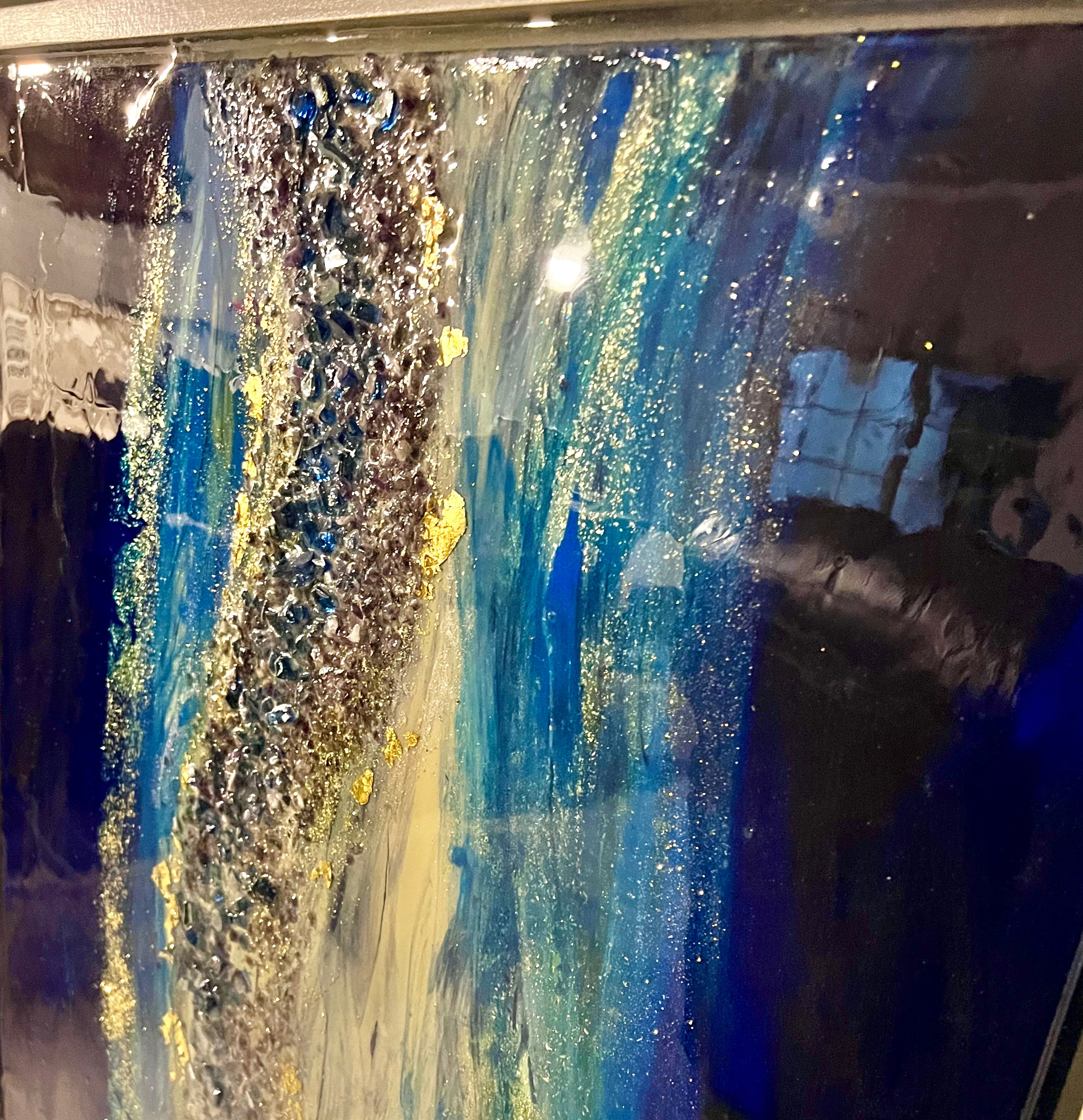 “Cobalt & Gold” Glowing Art/ FREE SHIPPING (2ft. x 4ft.)