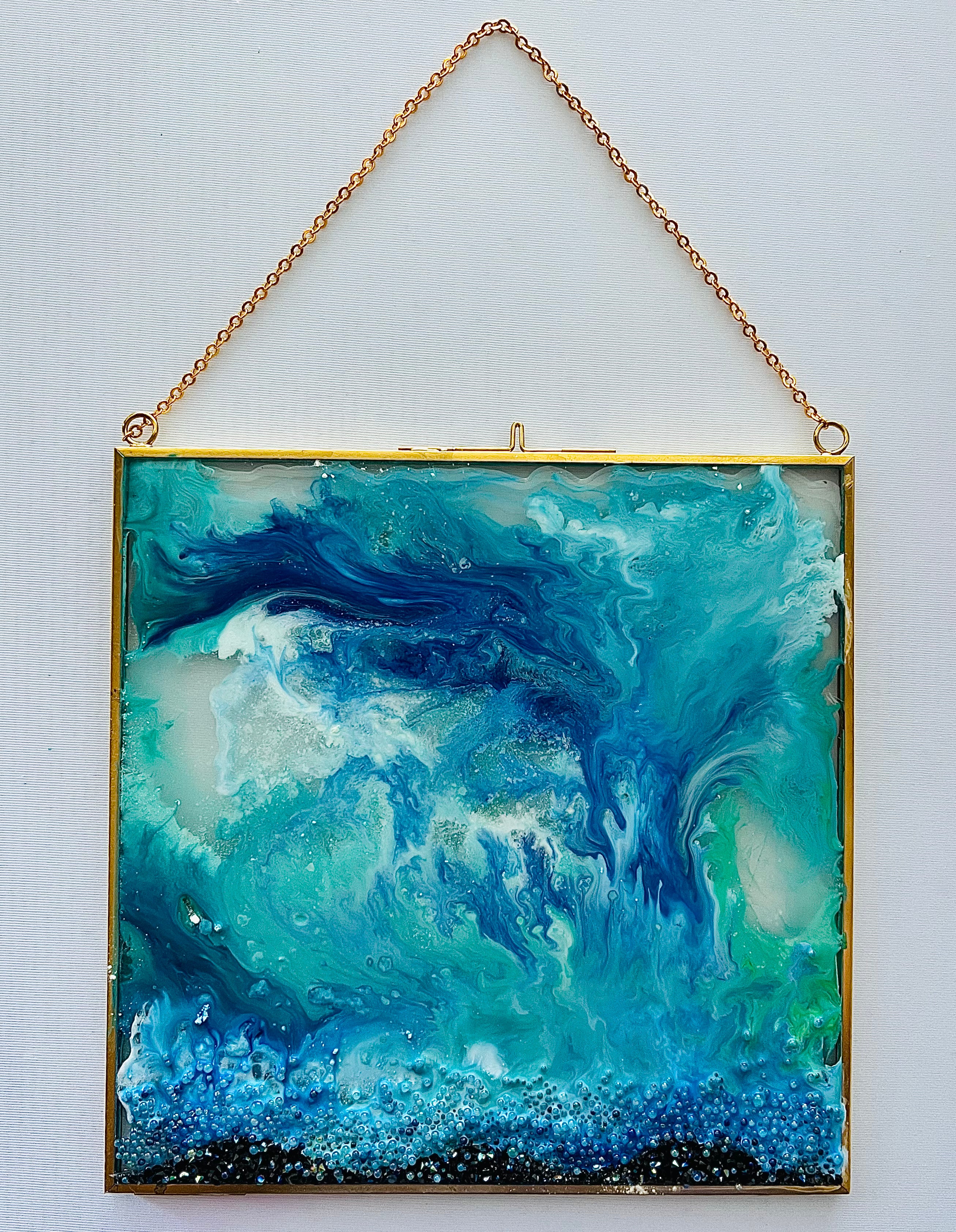 “Glowing Girl” on glass (8” x 8”)