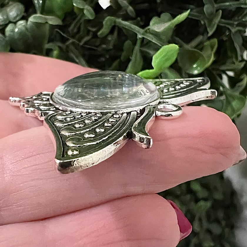 Set of 2: Silver Butterfly Pendants (Incl. Glass Cabochons)