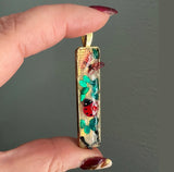 Set of 2: Gold Rectangle Pendants (Incl. Glass Cabochons)