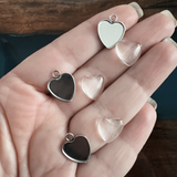 Set of 3: Petite Silver Hearts (Incl. Glass Cabochons)