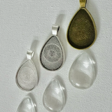 Set of 3: Rain Drop Pendants (Incl. Glass Cabochons)