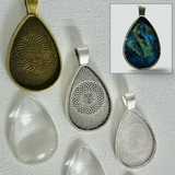 Set of 3: Rain Drop Pendants (Incl. Glass Cabochons)