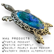 Set of 2: Silver Turtle Pendants (Incl. Glass Cabochons)