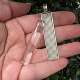 Set of 2: Silver Rectangle Pendants (Incl. Glass Cabochons)