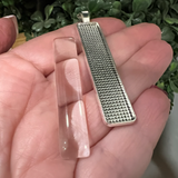 Set of 2: Silver Rectangle Pendants (Incl. Glass Cabochons)