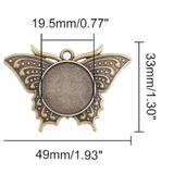 Set of 2: Bronze Butterflies (Incl. Glass Cabochons)