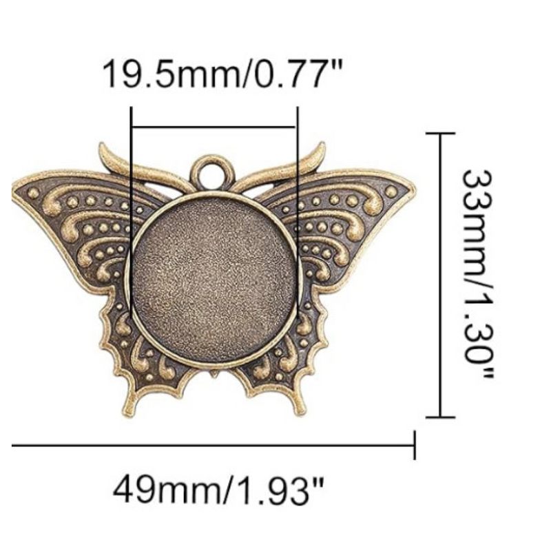 Set of 2: Bronze Butterflies (Incl. Glass Cabochons)