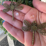 Set of 2: Dragonfly Pendants (Incl. Glass Cabochons)