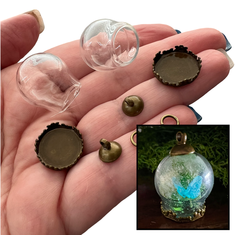 Set of 2: Glass Dome Pendants