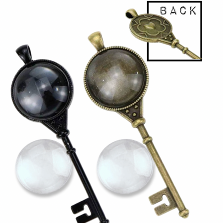 Set of 2: Key Pendants (Incl. Glass Cabochons)