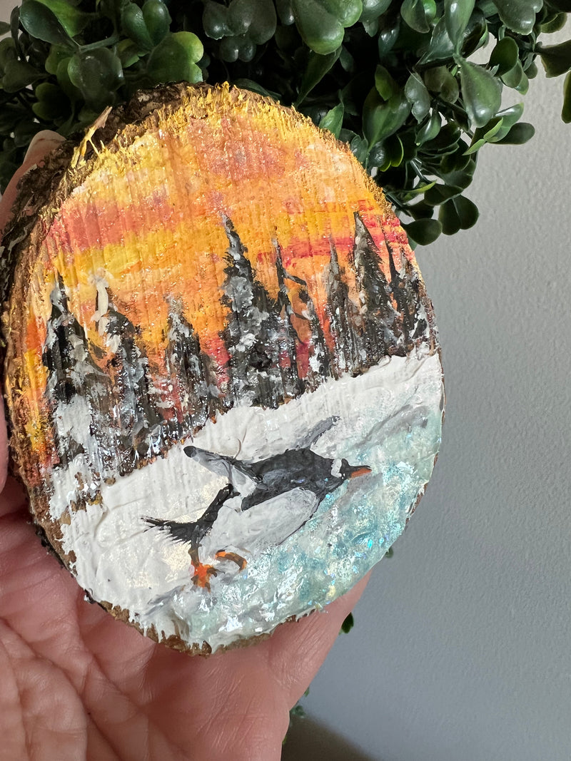 Hand Painted Glowing Penguin Ornament