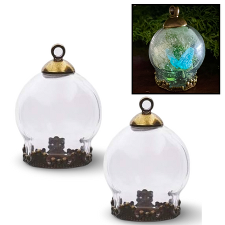 Set of 2: Glass Dome Pendants