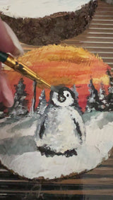 Hand Painted Glowing Penguin Ornament