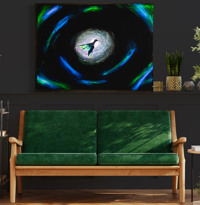 “Good Fortune Hummingbird” Glowing Canvas