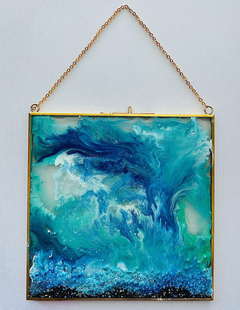 “Glowing Girl” on glass (8” x 8”)