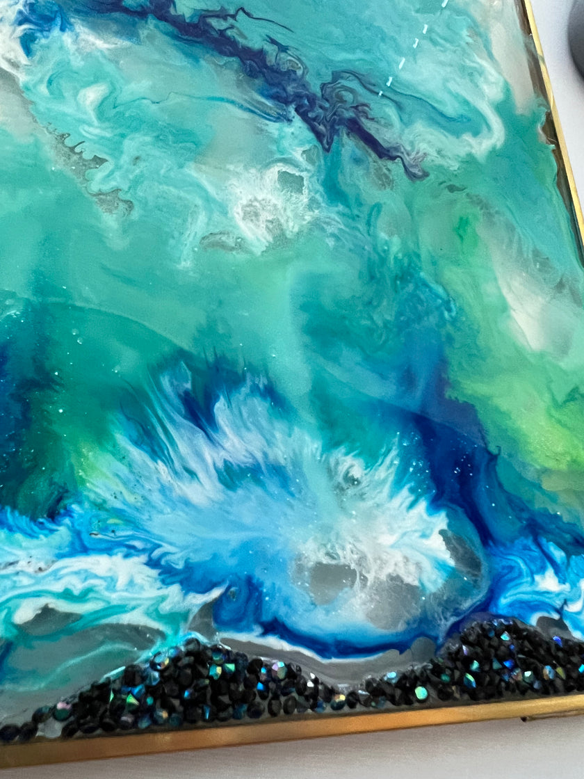 “Glowing Girl” on glass (8” x 8”)